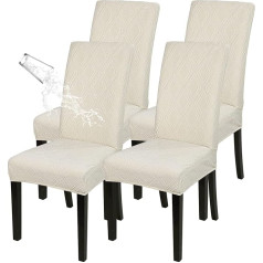 SearchI Ūdensnecaurlaidīgs ēdamistabas krēslu pārvalki, Stretch Parsons Chair Slipcovers noņemams mazgājams virtuves krēslu aizsargs ēdamistabai, viesnīcai, banketam (bēšs žakarda, 4 gabali)