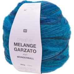 Rico Creative Melange Garzato Aran Wonderball Colour 5 krāsu gradients Adatas izmērs 5 mm adīšanai vai tamborēšanai Vilna 200 g bumbiņa