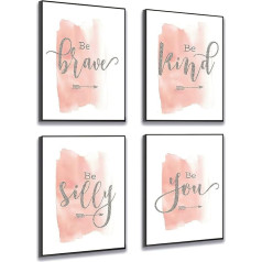 4 gabali Teen Girl Wall Art audekls glezna būt bērns iedvesmojošu citātu drukāt Blush pelēks sienas attēlu ziemeļu plakātu meitenes guļamistaba dekori