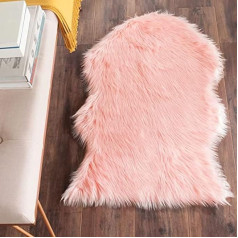 SAFAVIEH Schafsfellimitat Teppich für Wohnzimmer, Esszimmer, Schlafzimmer - Faux Fur Collection, Hoher Flor, Rosa, 61 X 91 cm