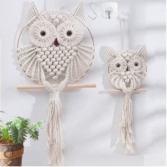 Pūce Dream Catcher Handmade Macrame Wall Hanging Boho Gobelēns Mājas apdare Māksla austs Ziemassvētki Biroja guļamistaba Mājas Dzīvojamā istaba Bērnu istaba Galerija