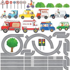 Decowall DW-1604 Straßen Transporte Autos Fahrzeuge Wandtattoo Wandsticker Wandaufkleber Wanddeko für Wohnzimmer Schlafzimmer Kinderzimmer