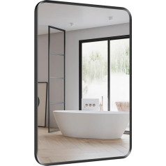 LUMIRRORS® Badspiegel 50x70cm Badezimmerspiegel Wandspiegel mit Schwarz Aluminiumrahmen Groß Spiegel Vertikal/Horizontal Montage Kosmetikspiegel für Badzimmer/Ankleidezimmer/Wohnzimmer