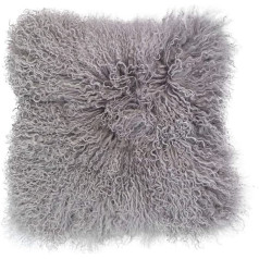 Naturally Sheepskins Echter 100% natürliches mongolisches Lammfell Kissenbezug, 40 x 40 cm, Grau