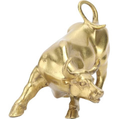 Hapivida Wall Street Copper Bull Ornament Bull Sculpture Reclining Position Animal Statue Mordern Abstract Bull Figure Artwork Desktop Decoration for Home Office Desk Decorative Ornament