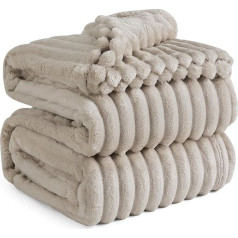 BEDSURE Cuddly Fluffy Blanket Fleece Blanket - Soft Warm Chunky Cord Blanket Cosy Sofa Blanket XXXL, Cuddly Blanket Large, Beige, 270 x 230 cm