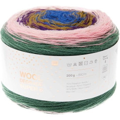 Rico creative Wool Degrade Super 6 Purple Green Colour 15, Bobbel Gradient vilna tamborēšanai un adīšanai