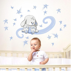 Kina - R00094 Bērnu sienas uzlīme Ekoloģiska un hipoalerģiska, mīksta, pārlīmējama auduma efekts - Stars Dream Cute Newborn Sienas apdare Bērnistabas pašlīmējošās tapetes