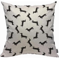 Mugod Black Dachshund Weiner Dog Pattern on White Background Cushion Cover for Men Women Decorative Home Sofa Chair Couch 45x45cm