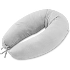 Totsy Baby Seitenschläferkissen 190 cm Komfortkissen - Schlafkissen mit Bezug Seitenschläfer Kissen Body Pillow Seitenschlafkissen mit Reißverschluss Musselin Hellgrau B