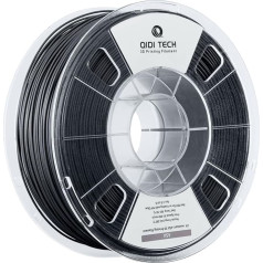 QIDI TECH ASA gija 1,75 mm juoda, 3D spausdintuvo gija ASA 1 kg ritė (2,2 lbs), didelis atsparumas UV spinduliams, mažas kvapas, puikiai tinka lauko funkcinėms dalims spausdinti