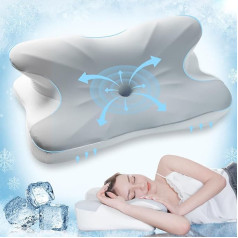 Elegear Memory Foam Kissen mit kühlender Kissenbezug, Kopfkissen Nackenschmerzen Seitenschläferkissen Ergonomisches Kopfkissen Orthopädisches Kissen für Seiten, Rücken, Bauchschläfer 63x 10/14 x36CM