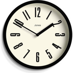 JONES CLOCKS ® Hot Tub sienas pulkstenis - mazs apaļš pulkstenis - retro sienas pulkstenis - galda pulkstenis - virtuves pulkstenis - dzīvojamās istabas pulkstenis - krāsains sienas pulkstenis - 20 cm pulkstenis (melns)