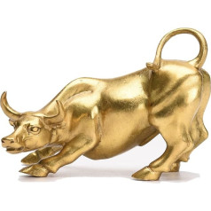 STCREE Brass Wall Street Bull Statue Feng Shui Lucky Symbol for Stock Market Home Office Decoration pārstāv karjeras bagātību laimi TQGJST52