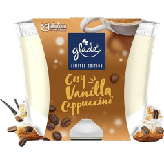 Glade (Brise) Langanhaltende Duftkerze im Glas, Cosy Vanilla Cappuccino, bis zu 30 Stunden Brenndauer, 4er Pack (4x224 g)