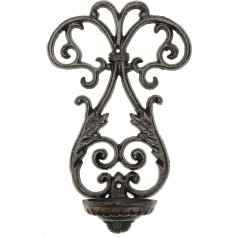 Sungmor Gusseisen Wand hängen Wandleuchte Teelicht Säule Kerzenhalter - Vintage einfachen Stil Emblem Form Home Candle Display Holder - handgemachte Kunst Candle Stand Decor