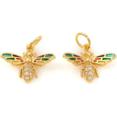 Airssory Pack of 10 Cubic Zirconia Charms Enamel Animal Honey Bee Bee Charms for Jewellery Making Bracelet Necklace Earrings DIY