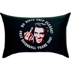 EXPRESS-STICKEREI Elvis Rock'n Roll Cushion Funny Cushion Cover Piepildīts Elvis The King Dekoratīvais spilvens ar pildījumu Dzīvojamā istaba Dīvāns Spilvens Liels spilvena pārvalks Rocker Gift 40 x 60 cm Black