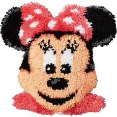 Vervaco Formkissen Minnie Mouse Knüpfpackung zum Selbstknüpfen eines Kissens, Stramin, weiß, 37 x 36 x 0,3 cm