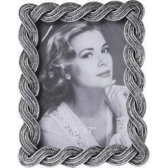 HAUCOZE Picture Frame Foto rāmis 13 x 18 cm ar stikla paneli Polyresin Home Decor Māksla Mājas Dāvanas Dzīvojamā istaba Art Silver Ornament