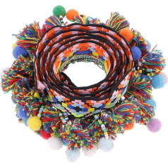 Zeagro 3ft Pom Pom Fringe Trim ar bārkstīm Žakarda lentes Šūšanas aizkaru galda kāzu galda dekorēšanai