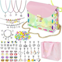 Hysagtek Set zur Herstellung von Charm-Armbändern, 56-teiliges Armbandherstellungsset für Mädchen und zum Selbermachen, Anhänger, Halsketten-Set für Teenager-Mädchen im Alter von 6-12 Jahren