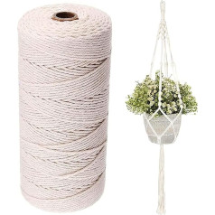 WLHGH Premium Macrame verpalai 4 mm x 200 m, medvilnės verpalai medvilnės, DIY dekoratyvinių dovanų amatų mezgimo įrankiai amatai sienos kabinti augalų pakaba