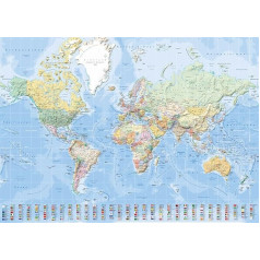 Milzu XXL plakāts - Pasaules karte ar karogiem vācu valodā - Izglītojošs plakāts 1:30 miljoni - 140 x 100 cm - Pasaules karte ar karogiem vācu valodā