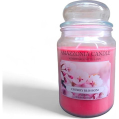 Amazzonia Candle Cherry Blossom 530g Dabīga sojas vaska svece Double Wick Cherry Home Dekoratīvā burka Yankee Village Scents