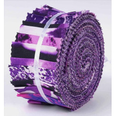 Soimoi 40 gabali Tie Dye Print kokvilnas audumi priekšroka kviltinga amatniecības sloksnes 2,5 x 42 collas Jelly Roll - violeta krāsā