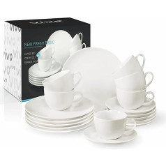 Vivo by Villeroy and Boch Group - New Fresh Basic kafijas servīzes komplekts, 18 gabali, līdz 6 personām, augstas kvalitātes porcelāns, piemērots mazgāšanai trauku mazgājamā mašīnā un mikroviļņu krāsnī, balts.