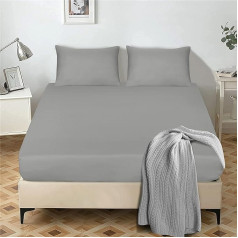 Mans mājas veikals Pieguļošās palagi 25CM Deep Brushed Microfiber Ultra Soft Non Iron Wrinkle Free Solid Color Pieguļošās palagi Hipoalerģiska elpojošs Grey King