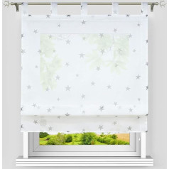 Heichkell Voile romiešu aizkars Stars Pattern Caurspīdīgs romiešu aizkars ar cilpām Stars Loop Blind Bērnu istabas aizkars W x H 60 x 140 cm White / Grey