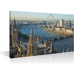 TISHIRON 1 gab Londona Anglija Skyline Wall Art Thames River Pictures for Bedroom Canvas Print Poster Painting London Big Ben Wall Decoration for Living Room Framed Ready to Hang (30.5 cm W