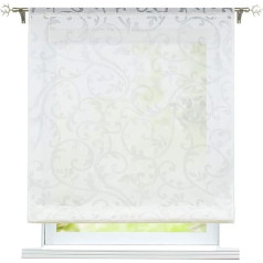 ESLIR Romiešu žalūzijas Dzīvojamā istaba Romiešu aizkars ar aukliņu aizkariem Caurspīdīga lente Roller Blind Mūsdienu aizkari Burnout White W x H 60 x 155 cm 1 gab.