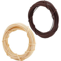 AHANDMAKER 2 Bündel Korb Weben Synthetisches Rattan, 140 g 1/10 Zoll Runde Schilf Obstkorb Weben Reparaturmaterial Kunststoff Rattan Gewebe für DIY Handwerk und Brotkorb Herstellung