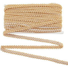 PH PandaHall Metallic Gimp Braiding, 20 jardų puošybos poliesterio apdaila, 13 mm, dekoratyvinė austinė nėrinių apdailos juostelė, skirta kostiumams, suknelėms, apmušalams, namų apdailai, siuvimui, amatams, balta