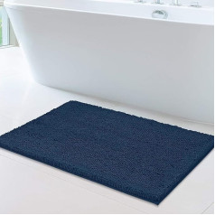 ITSOFT Navy Blue Chenille neslīdošs mīksts mikrošķiedras vannas paklājs, kas absorbē ūdeni, mazgājams mašīnā 53x87cm