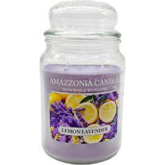 Amazzonia Candle Lemon Lavender 530g dabīga aromātiska sojas vaska svece ar dubulto kokvilnas daktu telpas atsvaidzinātājs Lemon Lavender Dekoratīva stikla burka