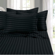 Eleganten Komfort Best, Weichsten, coziest 6 tabulu komplekti. - 1500 Fadenzahl Ägyptische Qualität Luxuriöse knitterfrei 6 Damast Streifen Bed Sheet Set, California King schwarz