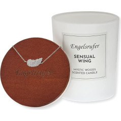 Engelsrufer Sensual Wing Cedar Wood Scented Candle with Bracelet and Angel Wings Symbol Pendant - Burning Time Approx. 35 Hours - Vegan - Made from 100% Soy Wax - Free of Harmful Substances