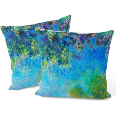 Berkin Arts Dekoratīvie ziedi Ziedu ziedu māksla Square Cushion Cover 2 spilvenu pārvalku komplekts 45 x 45 cm Dekoratīvie spilvenu pārvalki Dīvāna spilvens Dekoratīvais spilvens Green Premium mājai (Claude