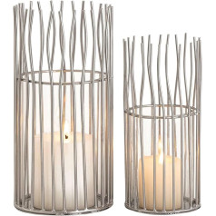 casamia laternu komplekts no 2 sveču turētājiem Tējas lampas turētājs Loft Black vai Silver Sveču turētājs Lantern Krāsa Silver