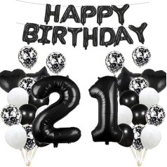 21. dzimšanas dienas balonu dekorēšana Melns 21 balons Happy 21th Birthday Party Supplies Number 21 Foil Mylar Balloons Latex Balloon Dāvanas meitenēm Zēni Sievietes Vīrieši