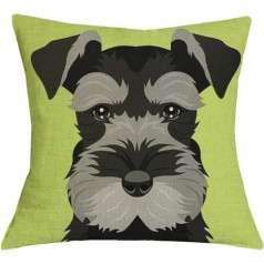 Pludmales pieturas TBS spilvena pārvalks Cute Animal Dog Puppy Colorful Schnauzer Gift Idea Lime Green 45x45cm