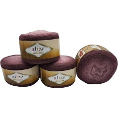 Angora Gold Ombre 4 x 150 g Alize adāmadatas vilnas, graduēta krāsa, 600 g adāmadatas dzijas ar 20% vilnas saturu, graduēta krāsaina vilna