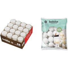 bolsius īstas tējas gaismas sveces caurspīdīgās turētāja kausiņos Bulk 48 komplekts Long Burning 8h & 103632053702 Floating Candles Wax White 4,5 cm W x 3 cm H