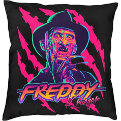 Pludmales pieturas Freddy Krueger Halloween šausmu filmas biedējošs spilvena pārvalks | Unikāla mājas apdare Inspo dāvanu ideja | 45 x 45 cm | Freddy Pink