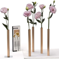 PELEG DESIGN - Stilvolle magnetische Vasen aus Aluminium in Gold | 5er Set für kreative Dekorationen - Platzsparend und elegant | Blumenvase | Moderne Deko | Geschenk zum Muttertag, Geburtstag