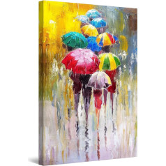 Startonight Pictures Coloured Umbrellas Happy Canvas Pictures Modern Art Abstract Wall Decoration Art Prints Wall Pictures 60 x 90 cm Day Night Picture